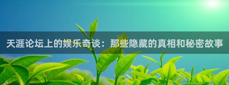 69066永盈官网玩法：天涯论坛上的娱乐奇谈：那些隐藏的真相和秘密故事